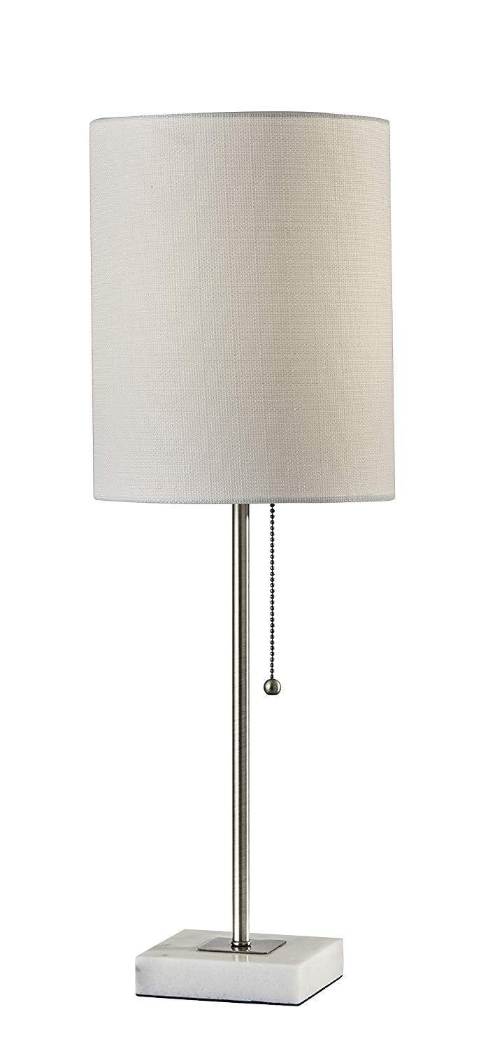 Adesso 23" Fiona Table Lamp Steel: Marble Base, Brushed Finish, Pull Chain Switch