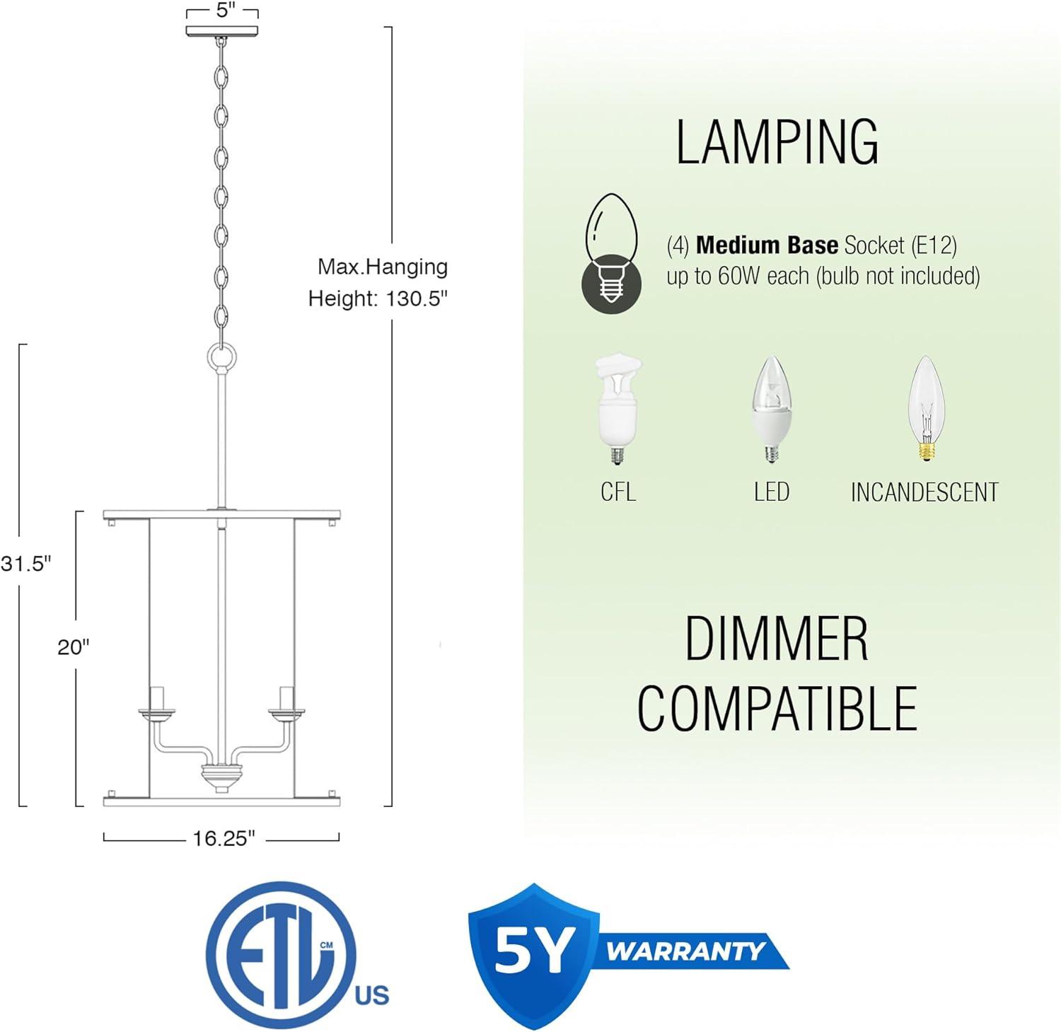 Kira Home Samson 32 " Farmhouse Lantern Cage Pendant Light, Open Frame Design, Adjustable Foyer Chandelier, Black