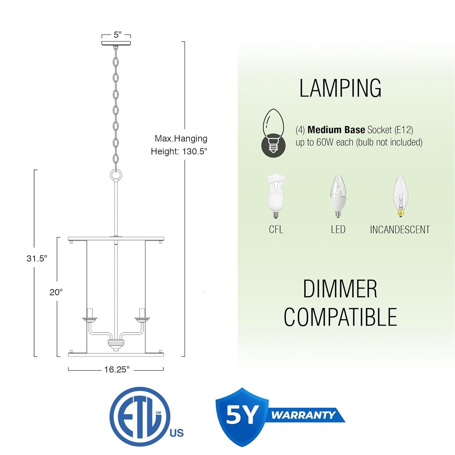 Kira Home Samson 32 " Farmhouse Lantern Cage Pendant Light, Open Frame Design, Adjustable Foyer Chandelier, Black