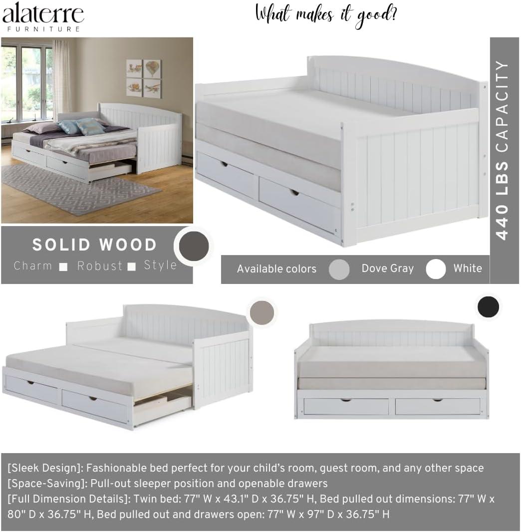 Alaterre Furniture King Harmony Kids' Daybed with Conversion White