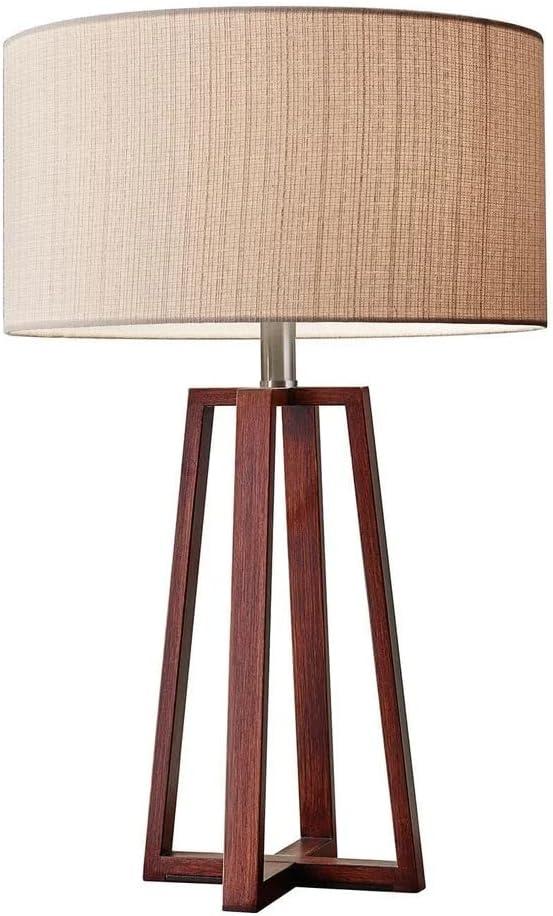 Quinn 23.75" Walnut Wood Table Lamp with Linen Shade