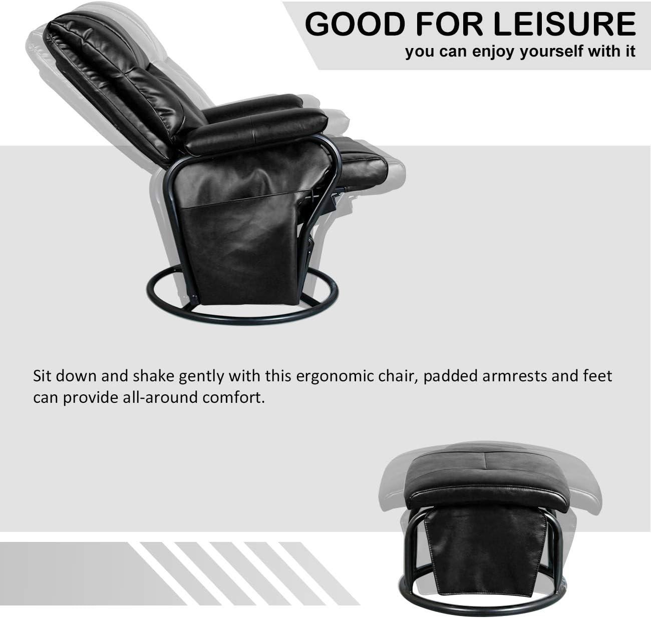 LAZZO Glider Chairs Rocking Chair, Metal Glider Chair with Removable Points and Armrests, for Outdoors, Garden, Deck, Black