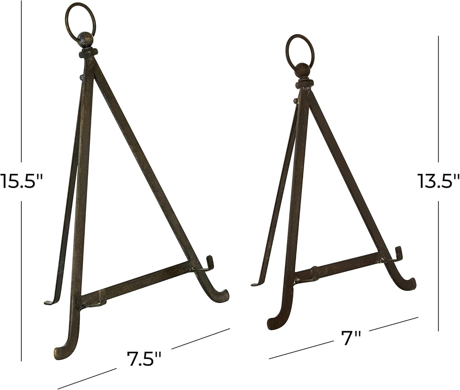 Bronze Metal Easel Set with Foldable Stand, 2-Piece