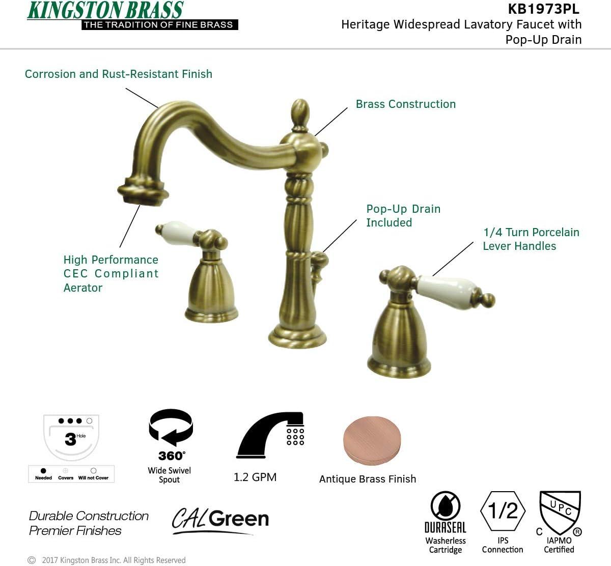 Heritage Widespread Bathroom Faucet with Drain Assembly