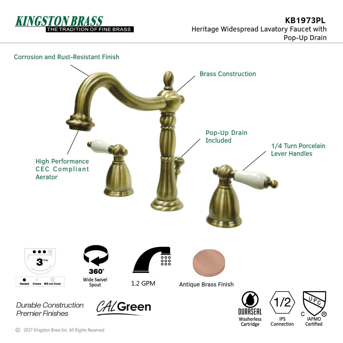 Heritage Widespread Bathroom Faucet with Drain Assembly