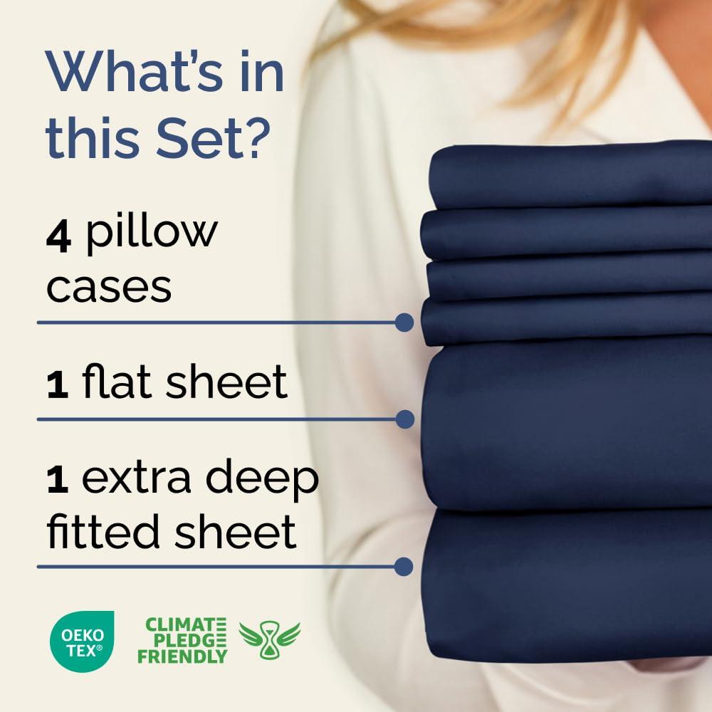CGK Linens 6 Piece Extra Deep Pocket Ultra Soft & Cooling Sheet Set