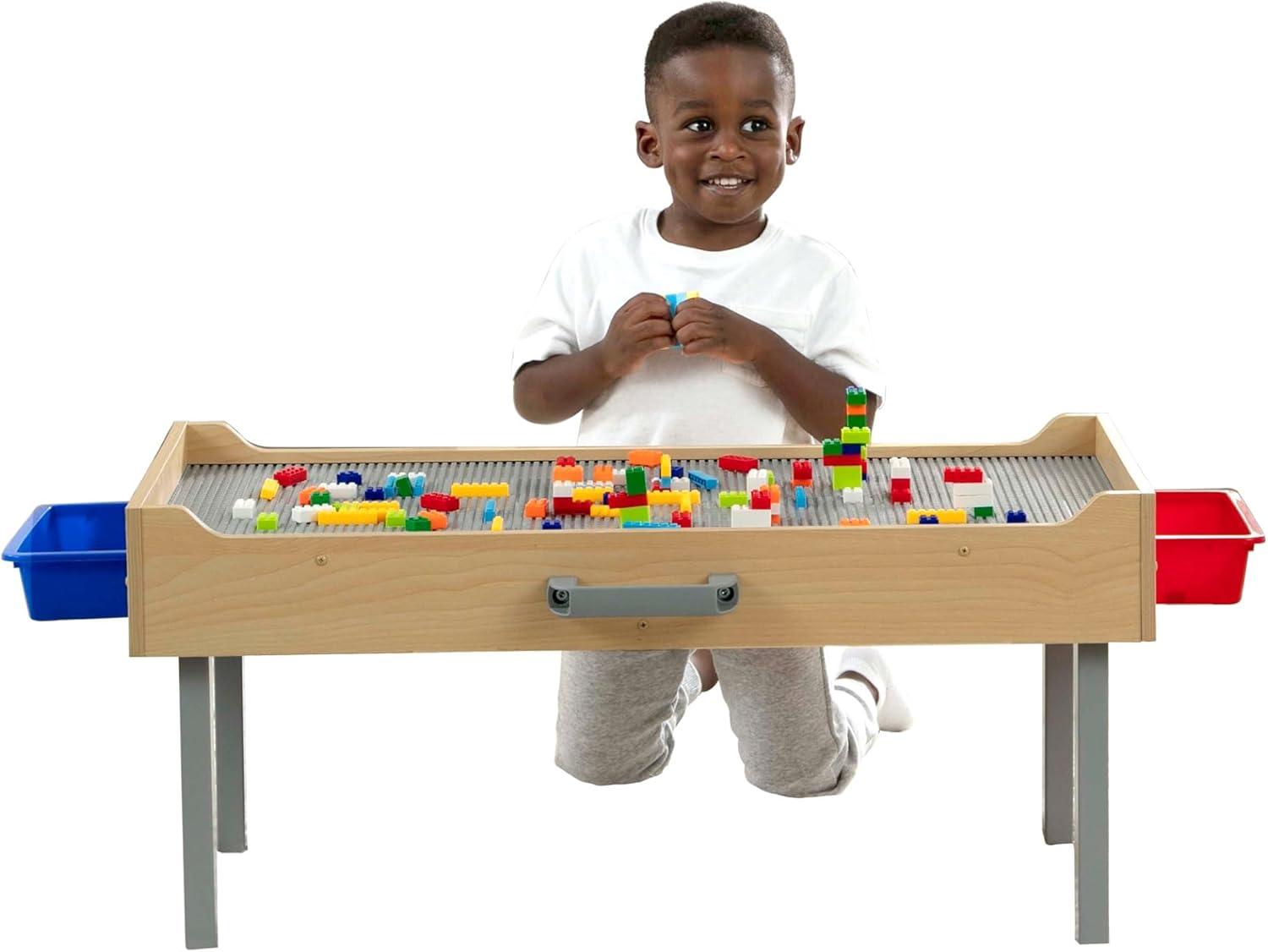 Gray Wooden Folding Play Table with Storage Bins