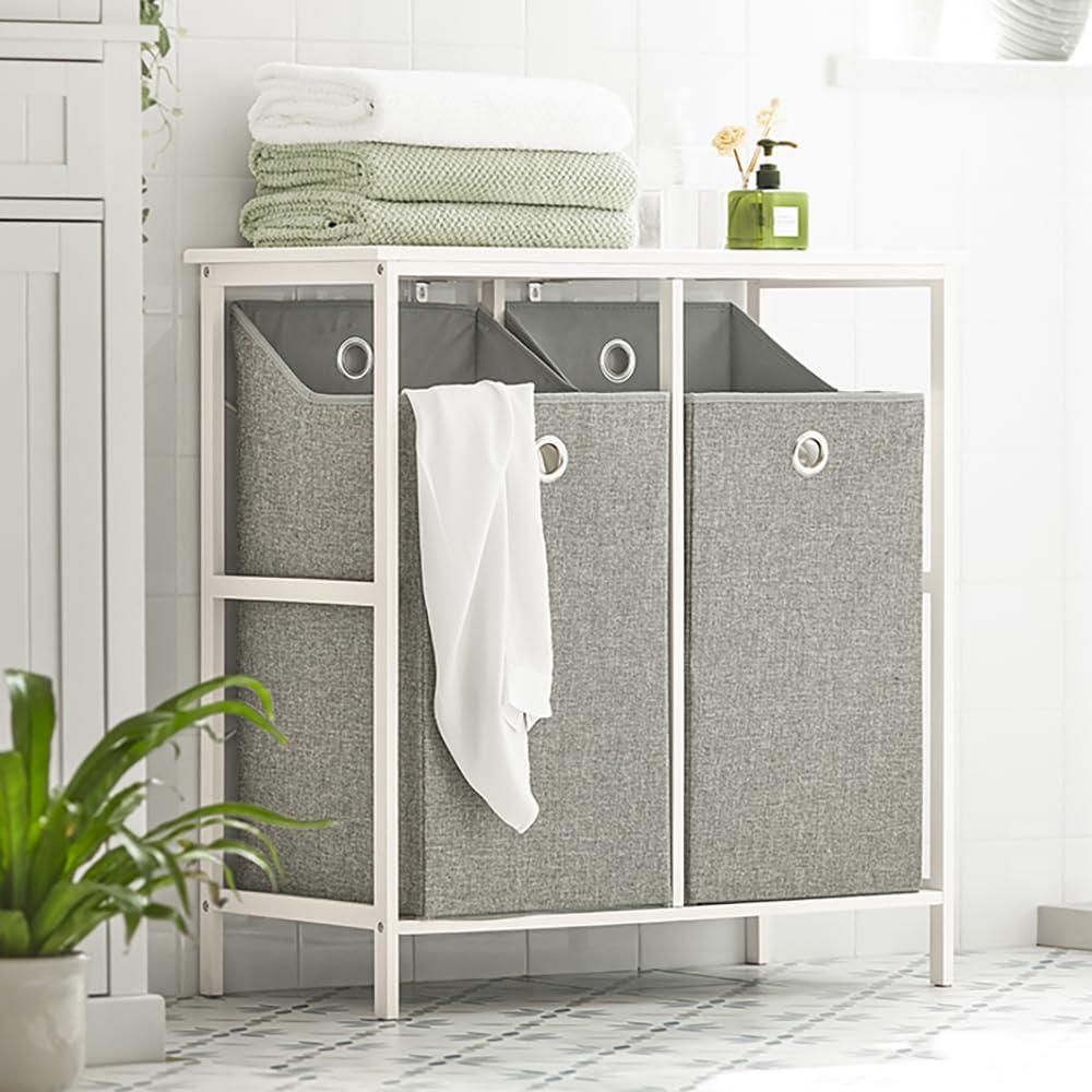 Haotian Bathroom Laundry Hamper Basket with Shelf