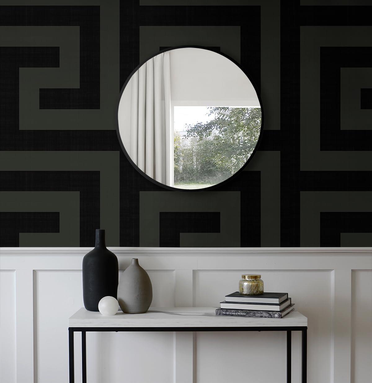 NextWall Ebony & Graphite Maze Geo Peel and Stick Wallpaper