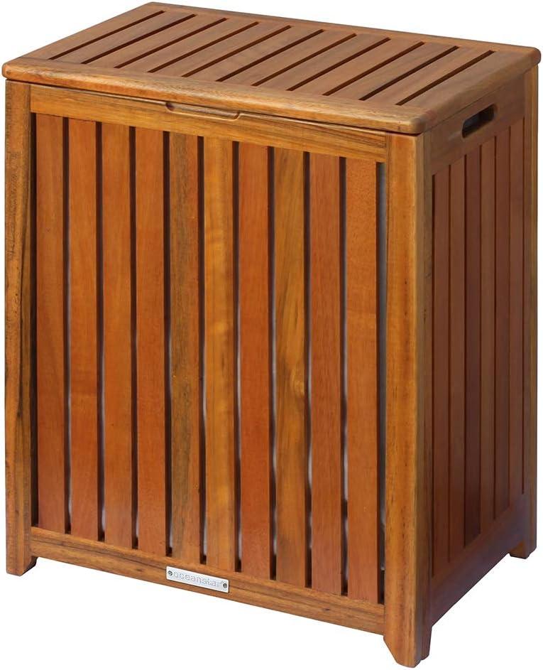 Oceanstar Solid Wood Spa Hamper, Brown Color, Age Group Adult, 20 L x 13.25 W x 24.75 H inches