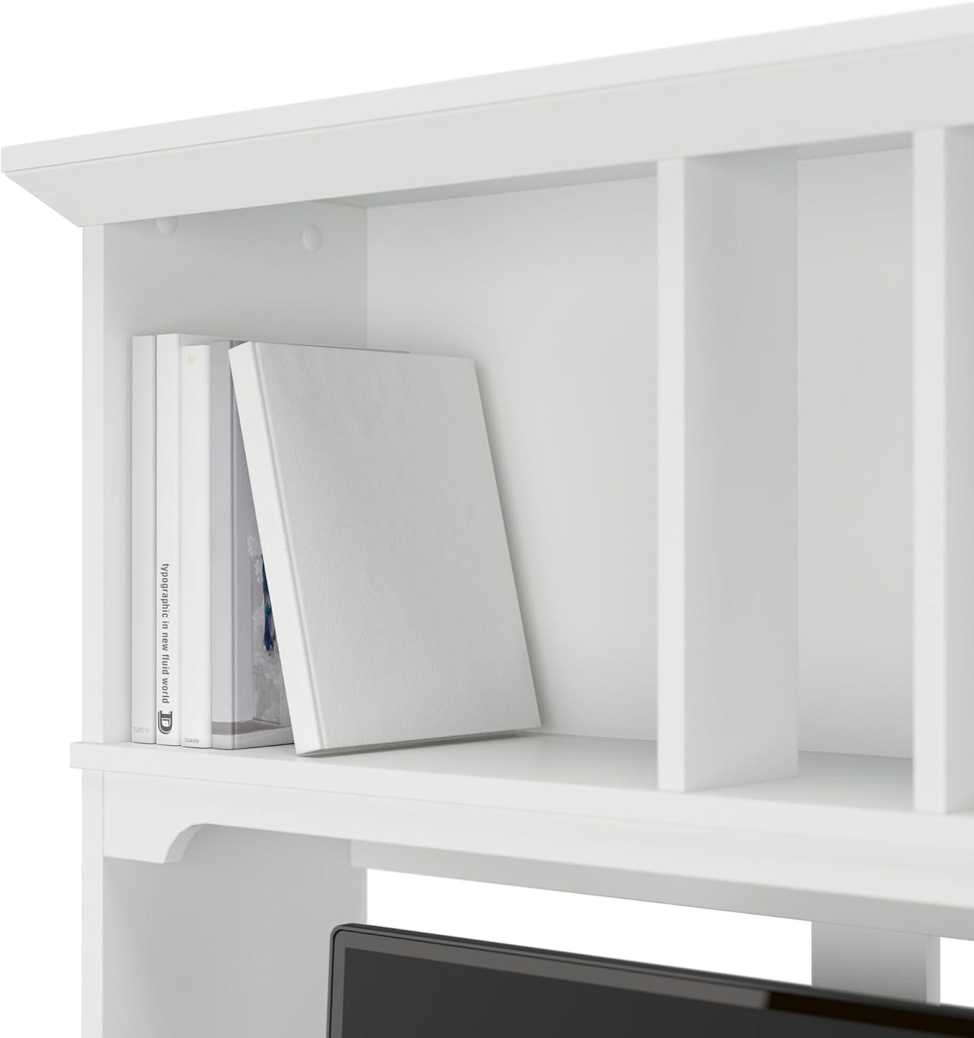Bush Furniture Salinas 48” Computer Desk & Hutch with Storage, Shiplap Gray & White