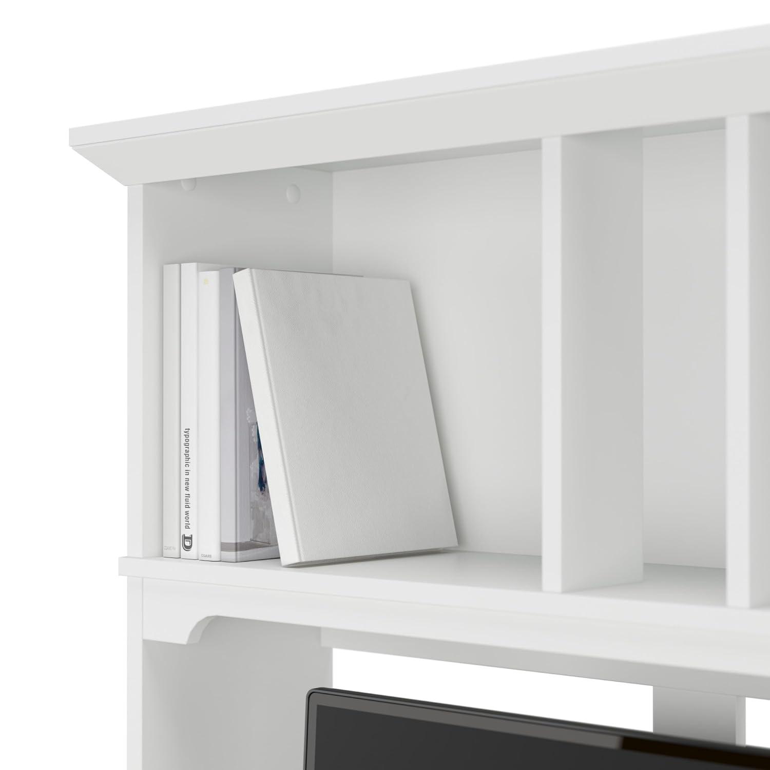 Bush Furniture Salinas 48” Computer Desk & Hutch with Storage, Shiplap Gray & White
