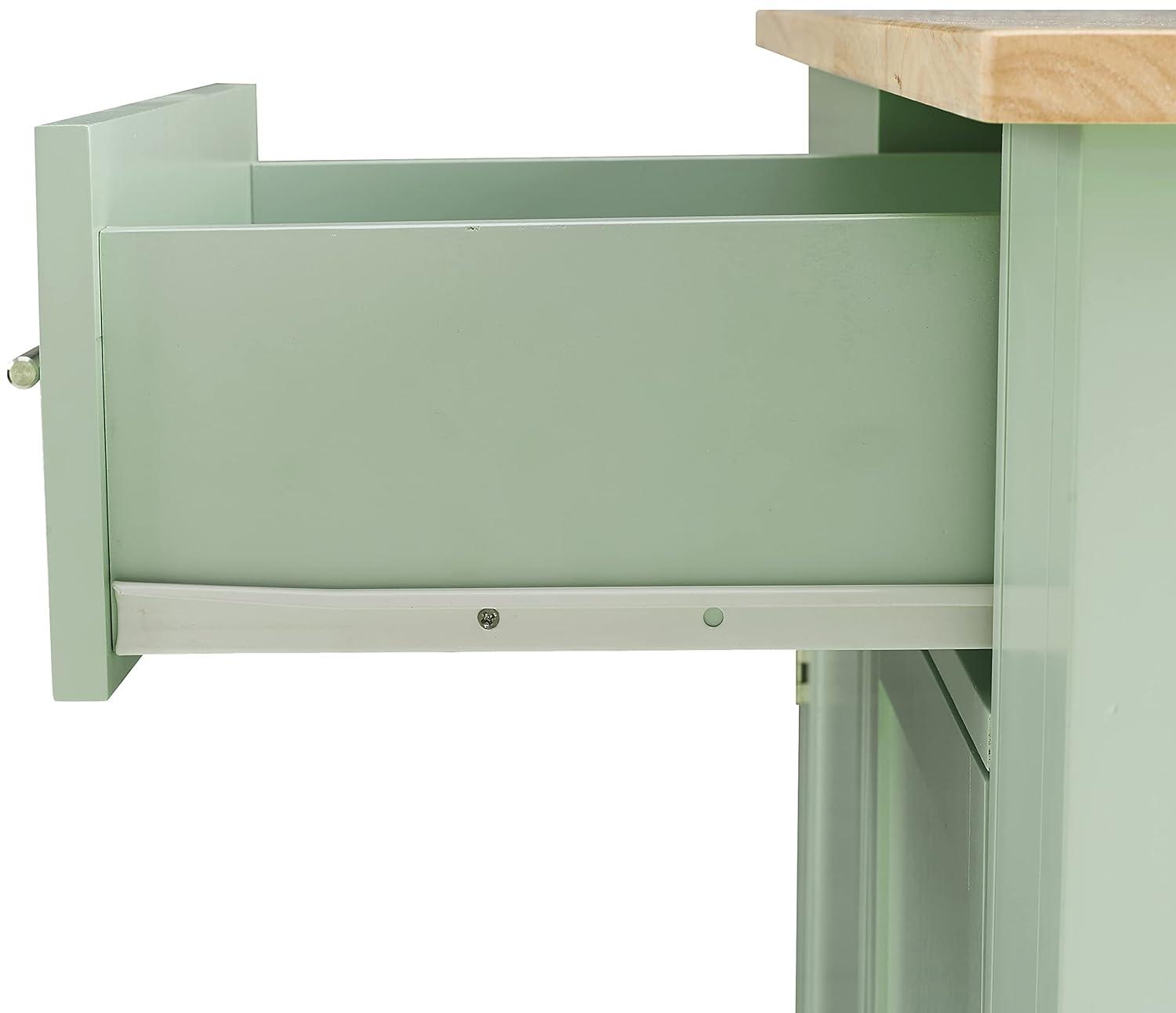 Savannah Wood Top Drop Leaf Kitchen Island/Cart Mint - Crosley: Adjustable Shelves, Spice Rack, Caster Wheels