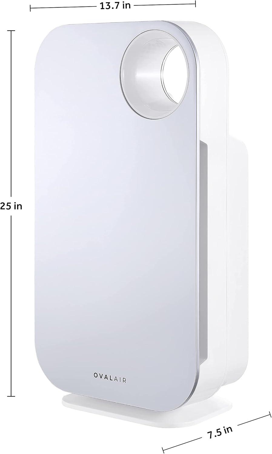 OVAL AIR OVAL AIR 3-Stage H13 True HEPA 5-in-1 Air Purifier reduces Allergies, Asthma, Pets, Odor, Smoke