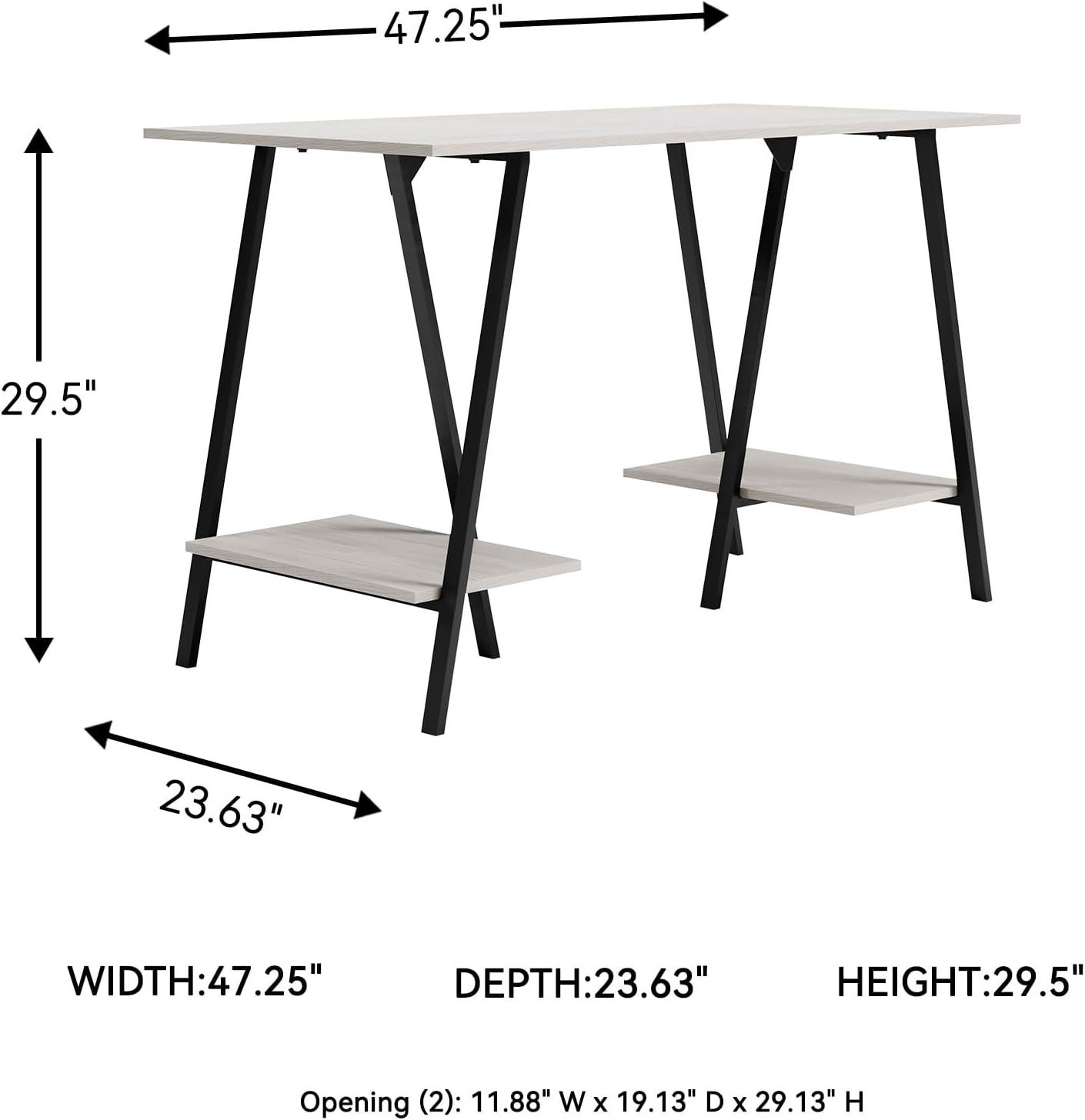 Signature Design by Ashley Casual Bayflynn Home Office Desk with 2 Fixed Shelves, White