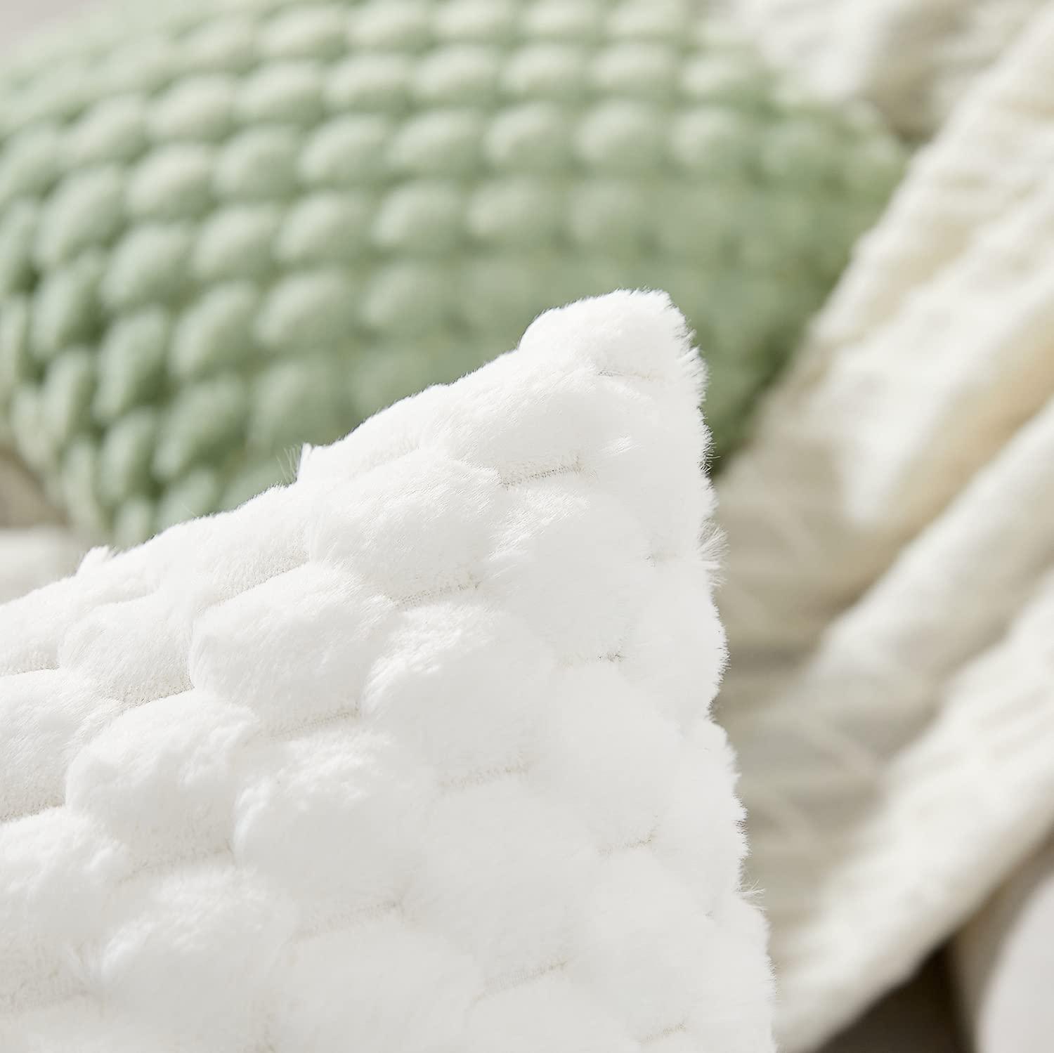 2PCS Super Soft Cozy Lumbar Decorative Throw Pillow Covers Fuzzy Plush Faux Fur Luxury Cushion Cover Pillowcase for Sofa Couch Bed Livingroom 18x18 Inch