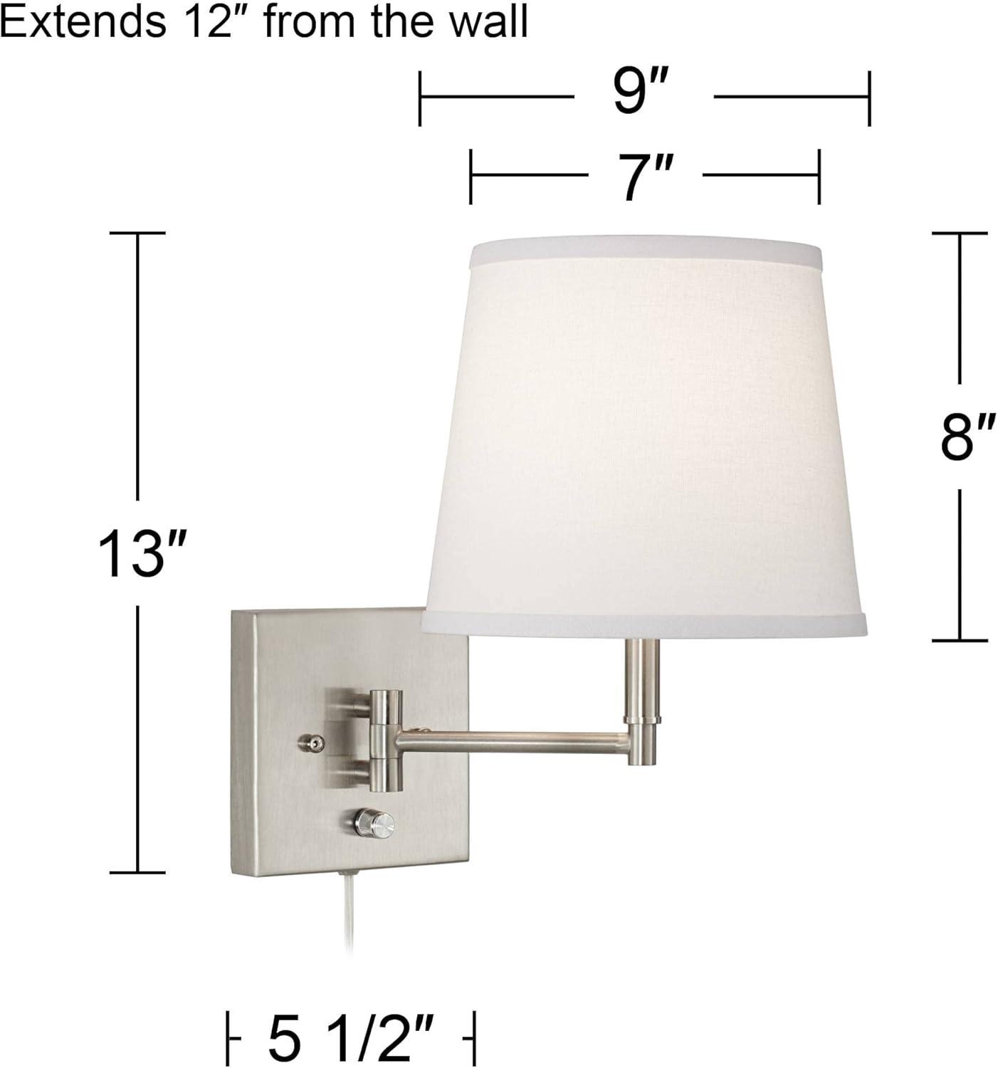 Brushed Nickel 26" Swing Arm Wall Lamp with White Shade