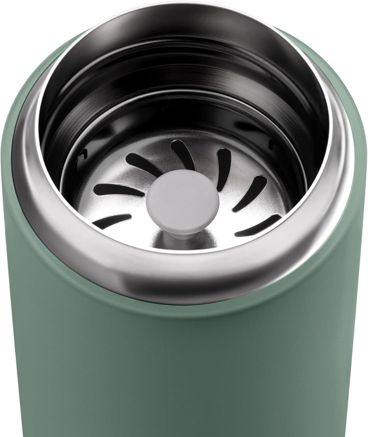 Fellow 16 oz Carter Move Travel Mug - Vacuum-Insulated Stainless Steel Travel Coffee Mug - Coffee Tumbler with Ceramic Interior and Splash Guard - Cargo Green