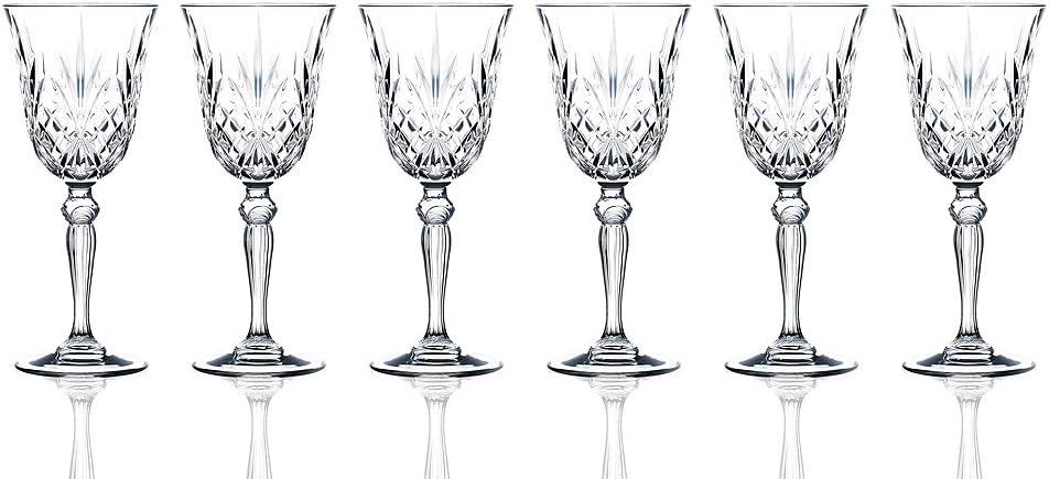 Elegant Melodia 6-Piece Lead-Free Crystal Wine Glasses Set