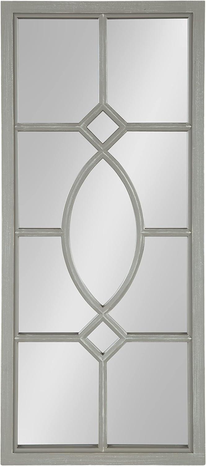 Kate and Laurel Cassat Casual Farmhouse Window Wall Accent Mirror, Rustic Gray