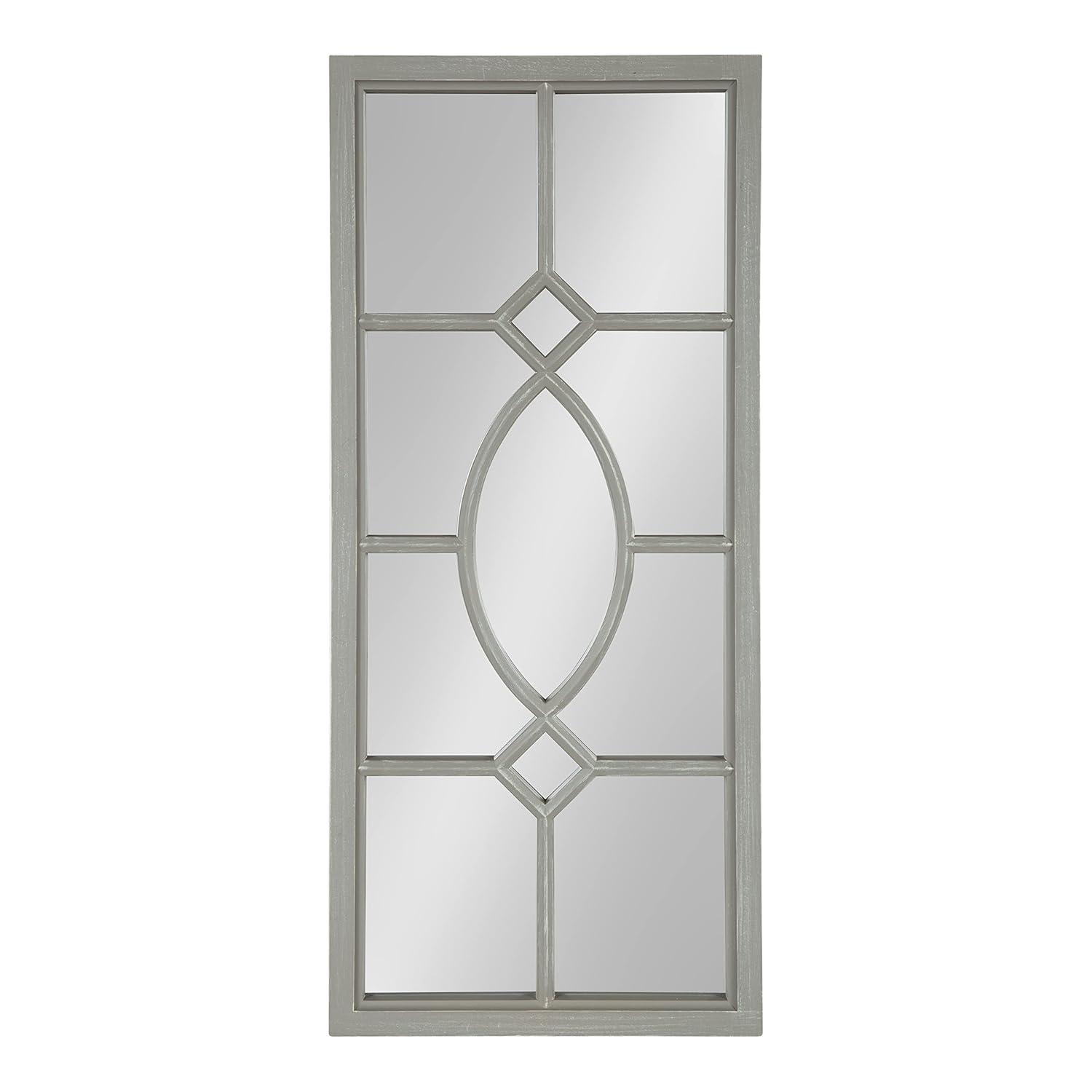 Kate and Laurel Cassat Casual Farmhouse Window Wall Accent Mirror, Rustic Gray