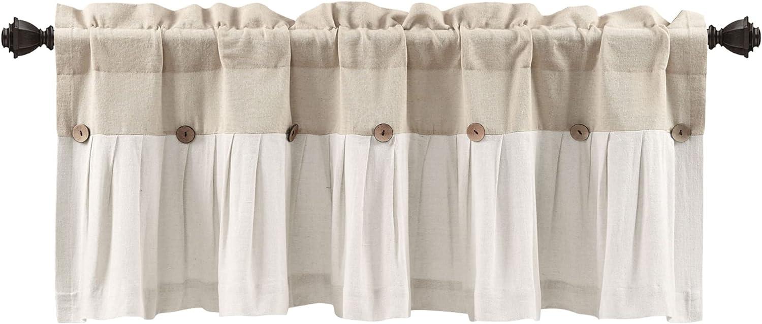 18"x52" Farmhouse Linen Button Window Valance - Lush Décor