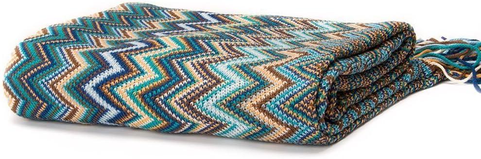 Battilo Boho Throw Blanket,Teal Throw Blankets for Couch Bed Sofa,Soft Cozy Knit Blanket with Tassel,Spring Decor Blanket Throw Outdoor Lightweight Afghan Blanket, 50"x60" (Blue)