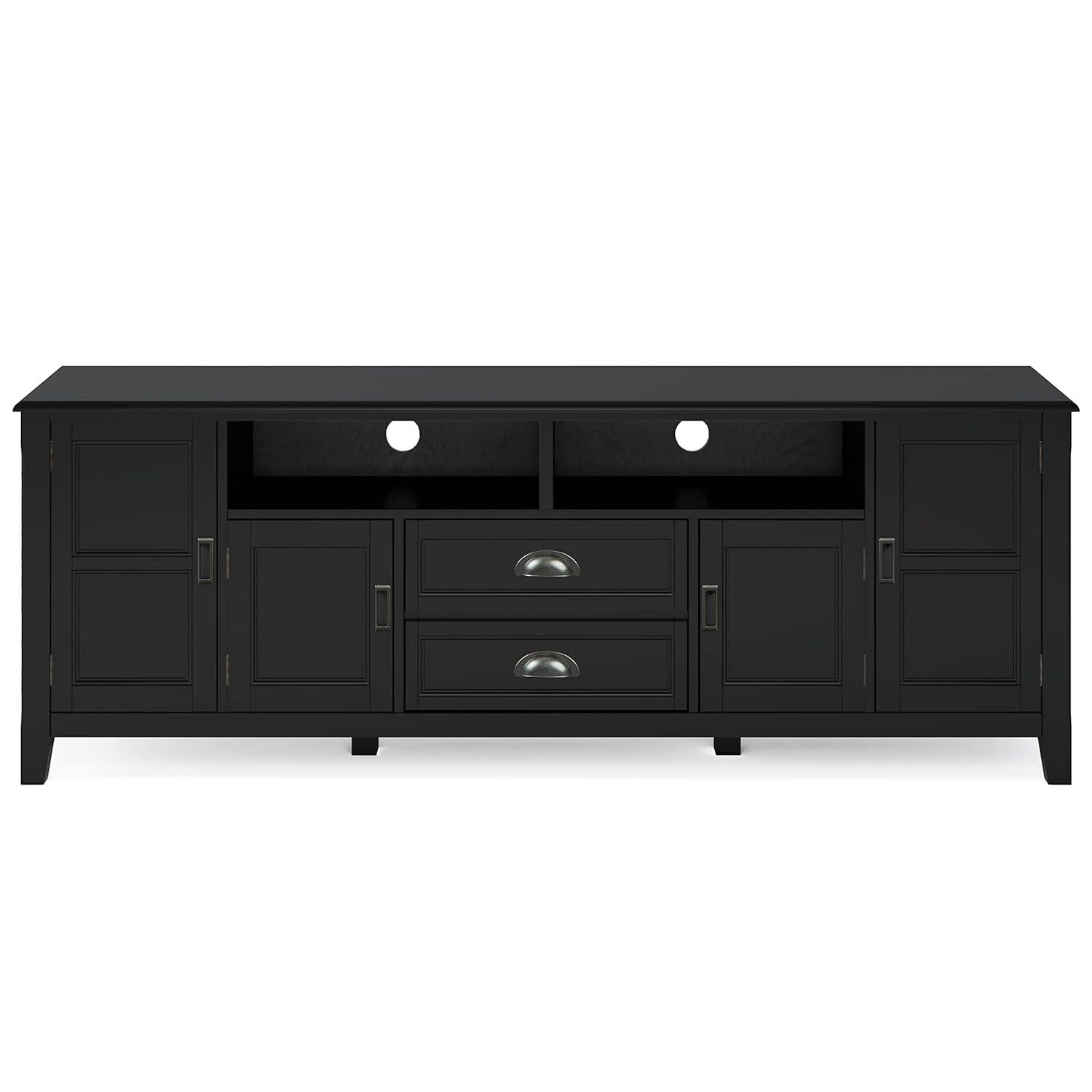 Simpli Home Burlington 72"W Solid Wood TV Stand for TVs up to 80" with 4 Cabinets