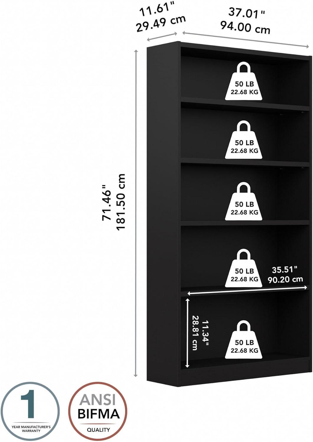 Bush Furniture Universal 5 Shelf Bookcase in Classic Black
