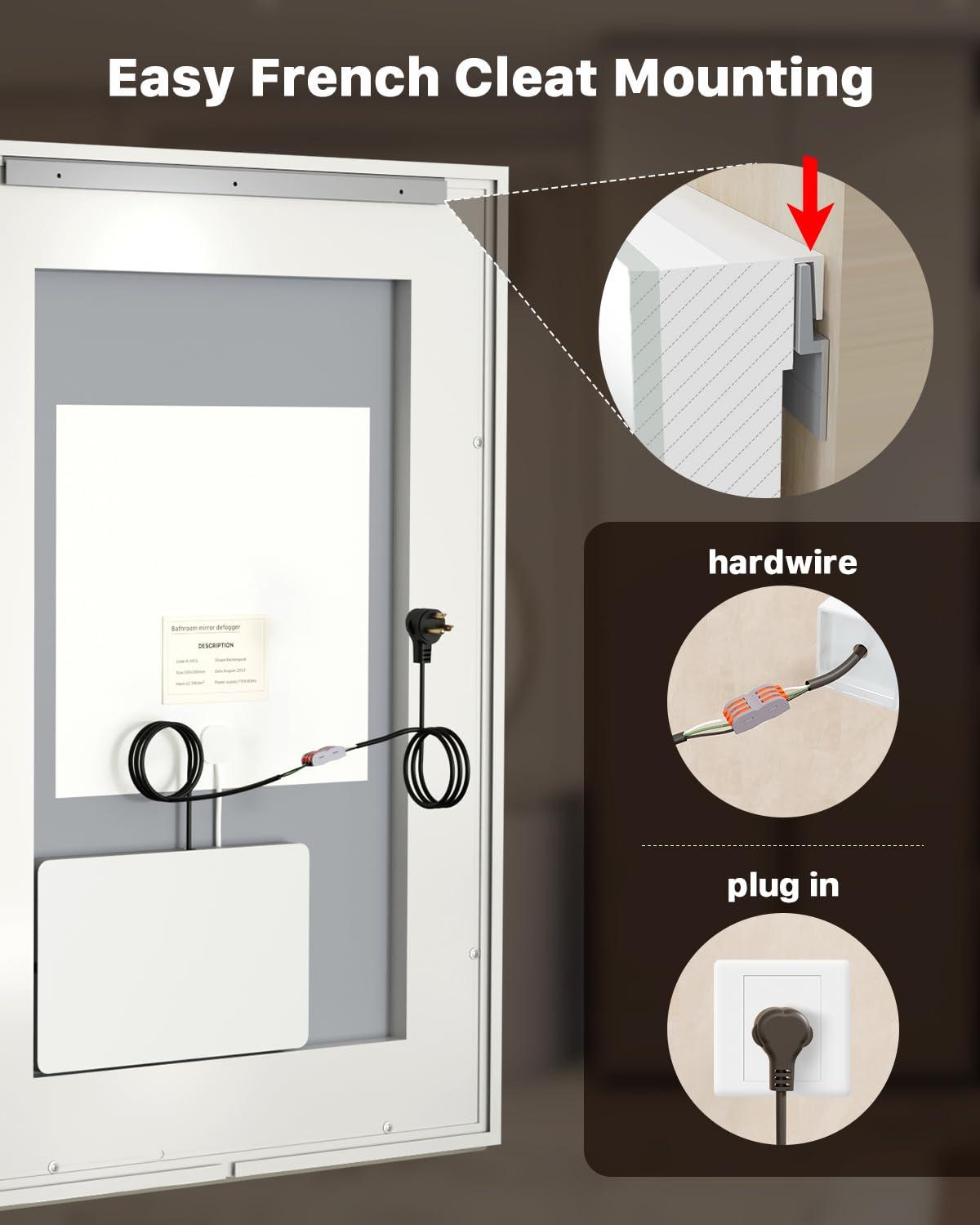 Amorho LED Mirror for Bathroom, 24"X32" with Front and Backlight, Stepless Dimmable Wall Mirrors with Anti-Fog, Shatter-Proof, Memory, 3 Colors, Double LED Vanity Mirror(Horizontal/Vertical)