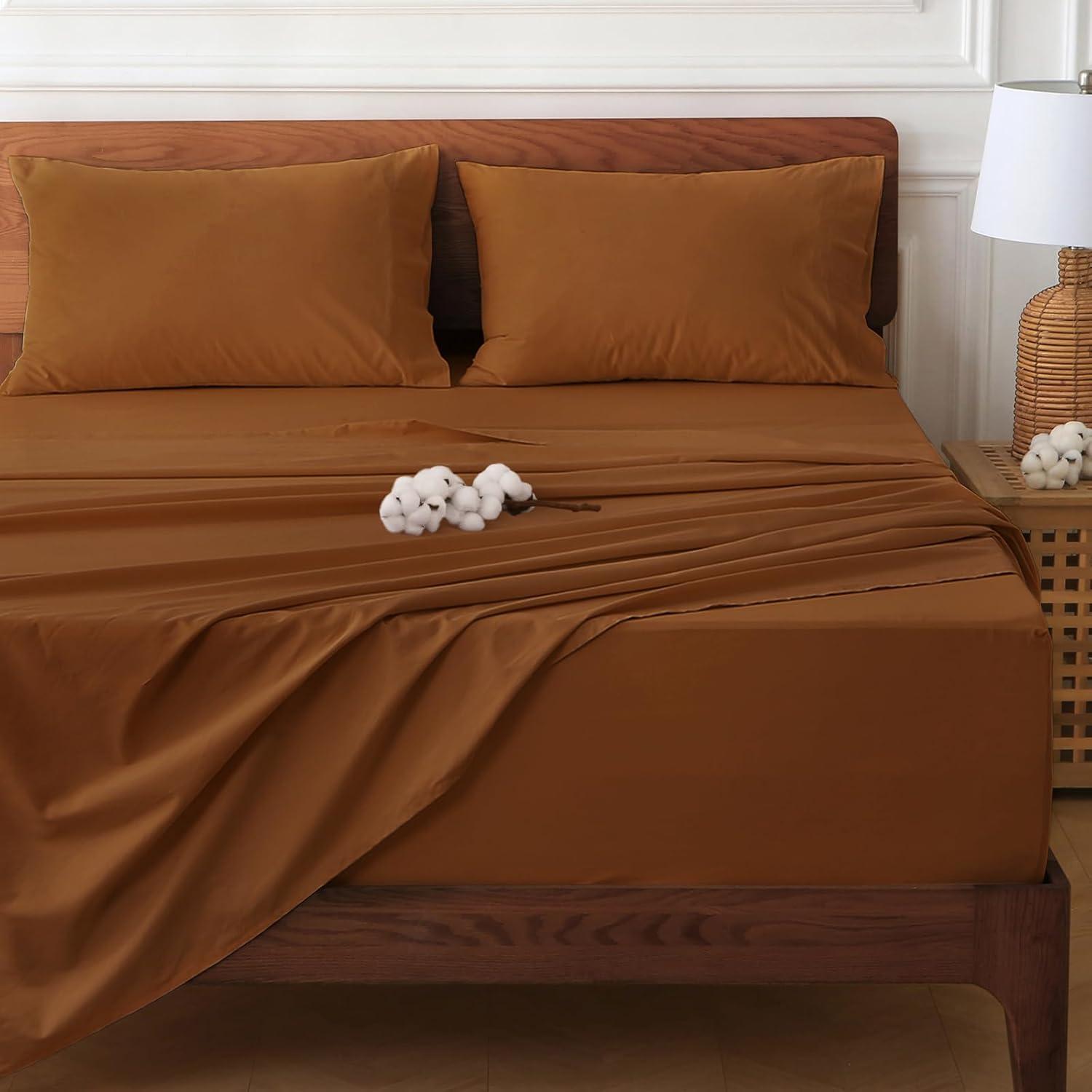 HYPREST 100% Cotton Sheets Extra Deep Pocket, Hotel Luxury Soft Cooling Cotton Sheet Sets