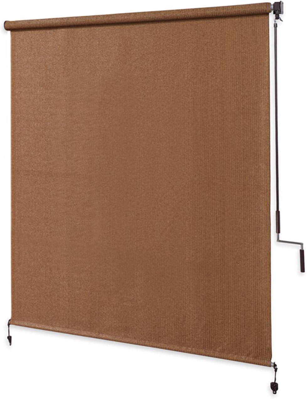 Vicllax Outdoor Patio Crank Sun Blocking Roller Shade Modern Style, Fabric, 4'Wx6'H, Mocha