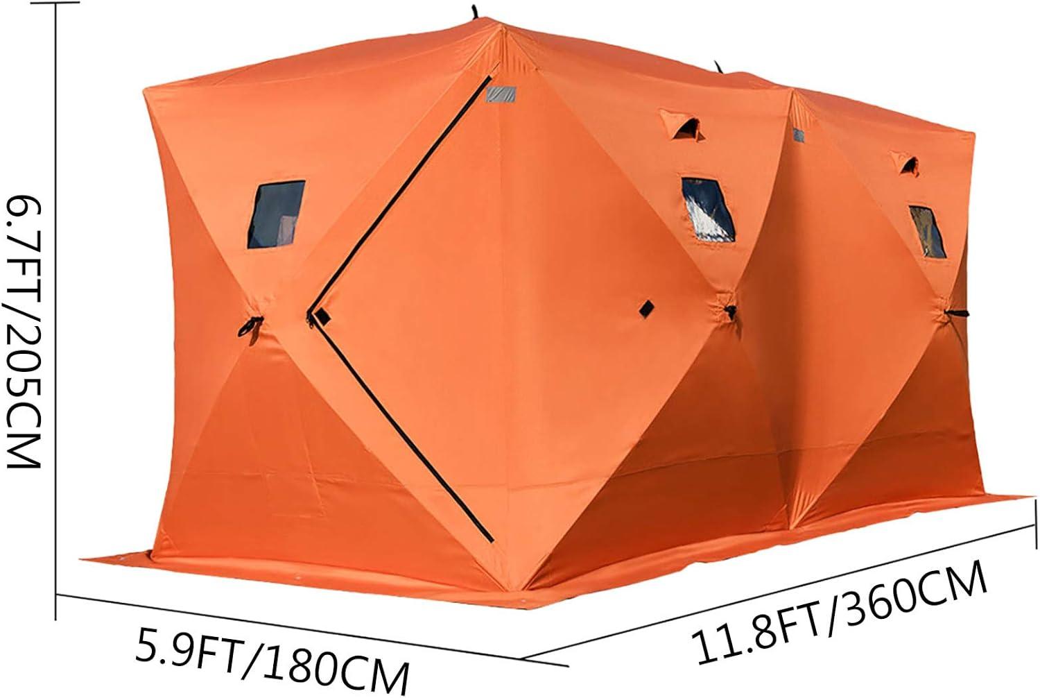 Red Pop-Up 2-Person Insulated Ice Fishing Tent with Carry Bag
