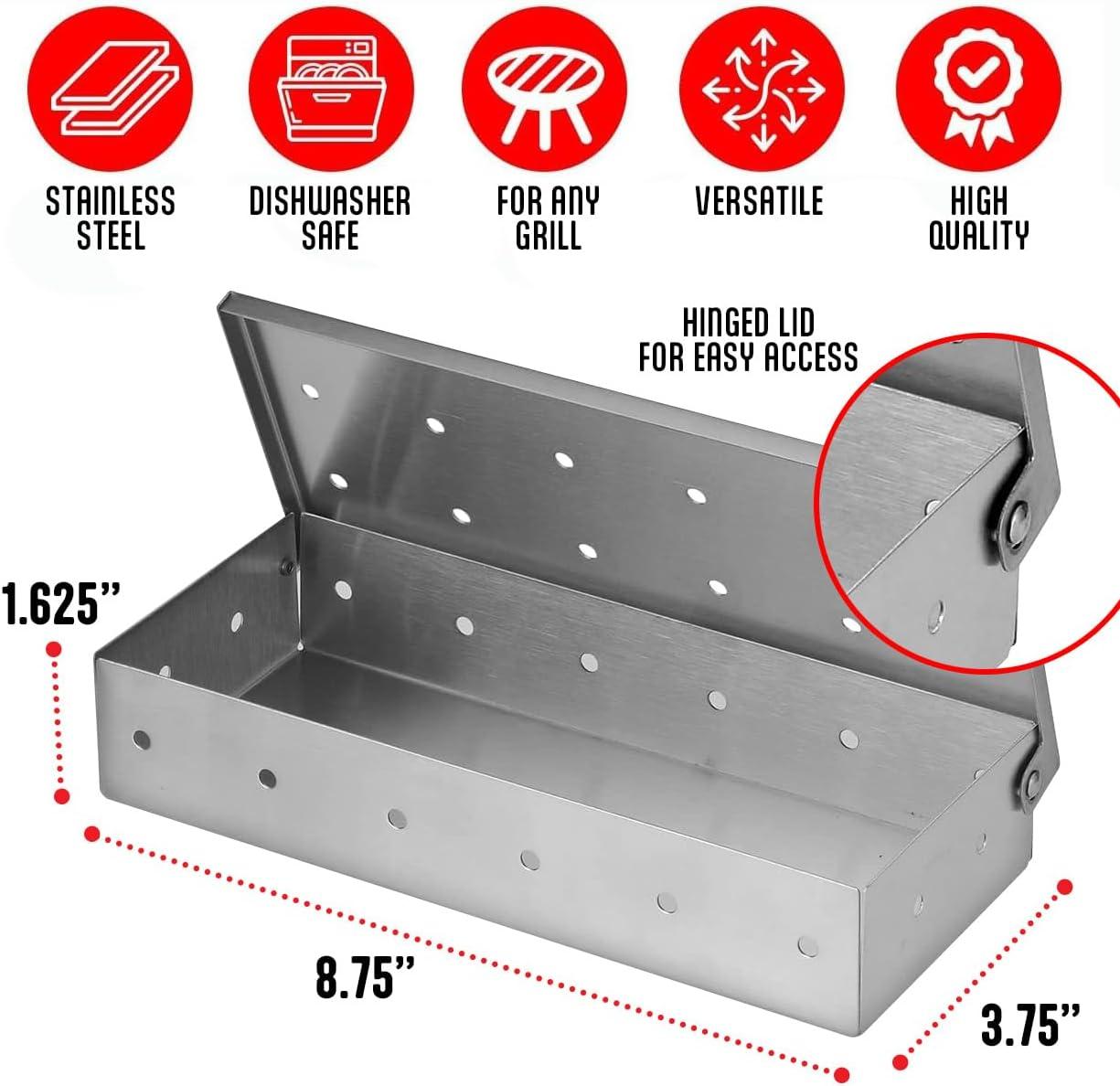 Kaluns Stainless Steel Hinged Lid BBQ Smoker Box