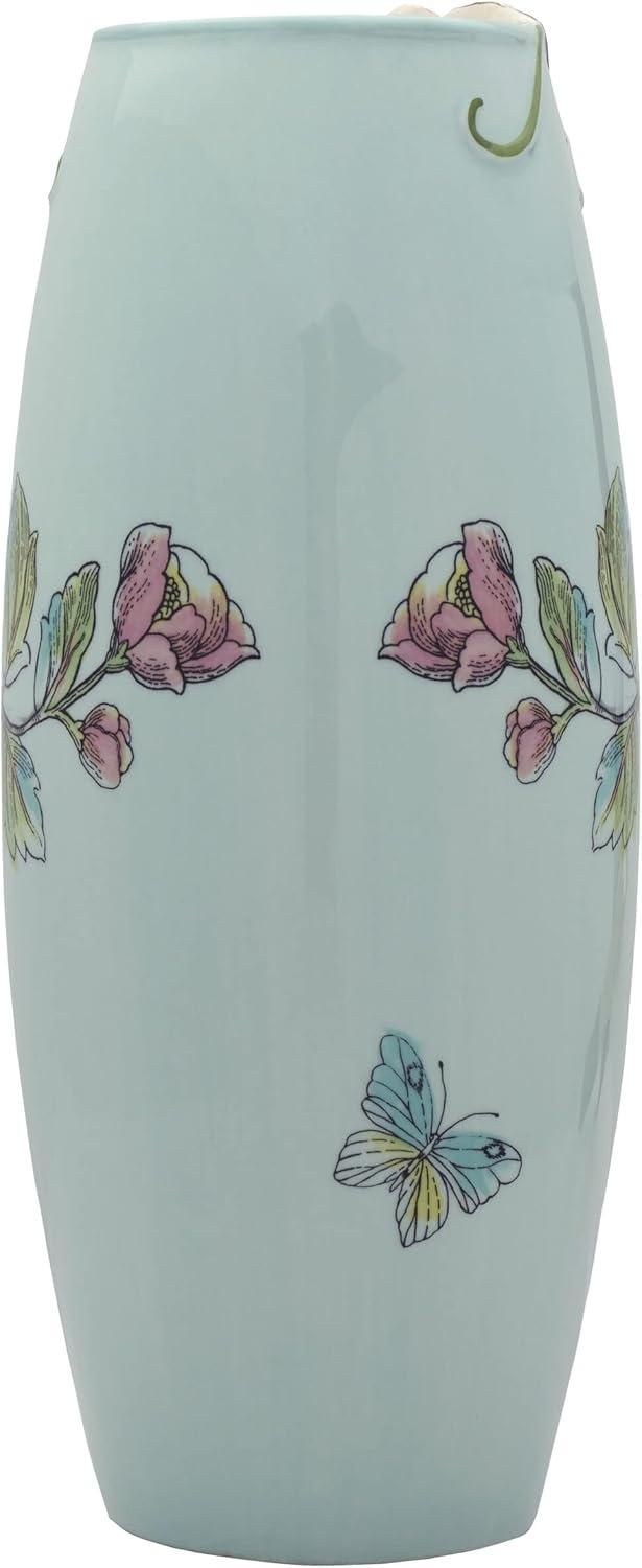 10.25 in. English Garden Blue Ceramic Flower Vase