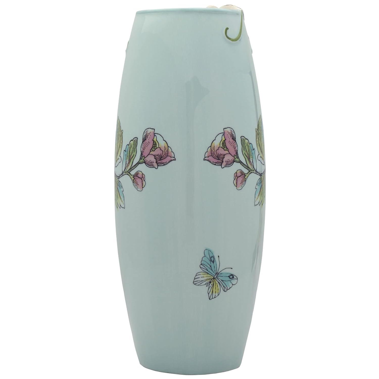 10.25 in. English Garden Blue Ceramic Flower Vase