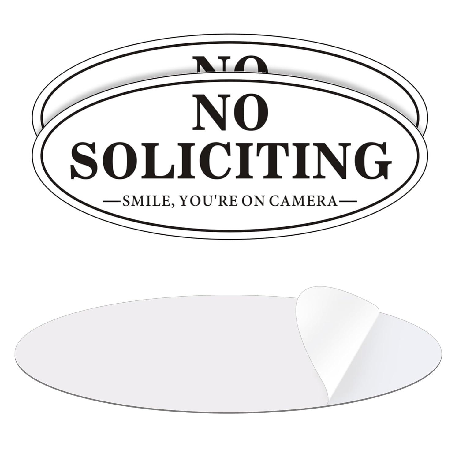 No Soliciting Sign For Front Door, (2 Pack) Self-Adhesive 7 x 3 Inches Seriously Don't Make it Weird Aluminum Metal Signs