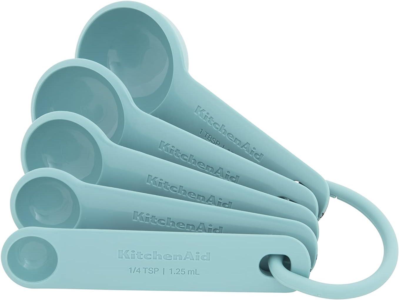 Aqua Sky and Black 5-Piece Measuring Spoon Set