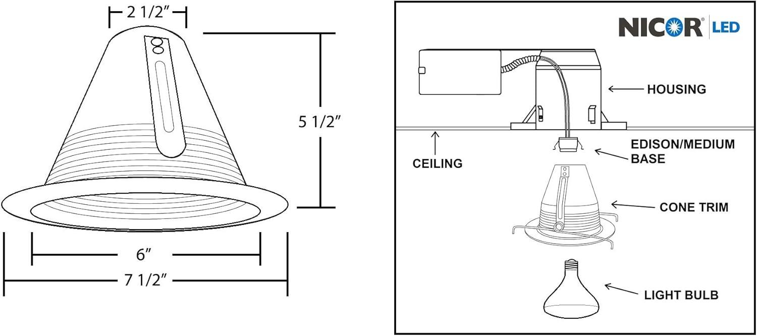 6'' Bronze Indoor/Outdoor Airtight Cone Recessed Trim