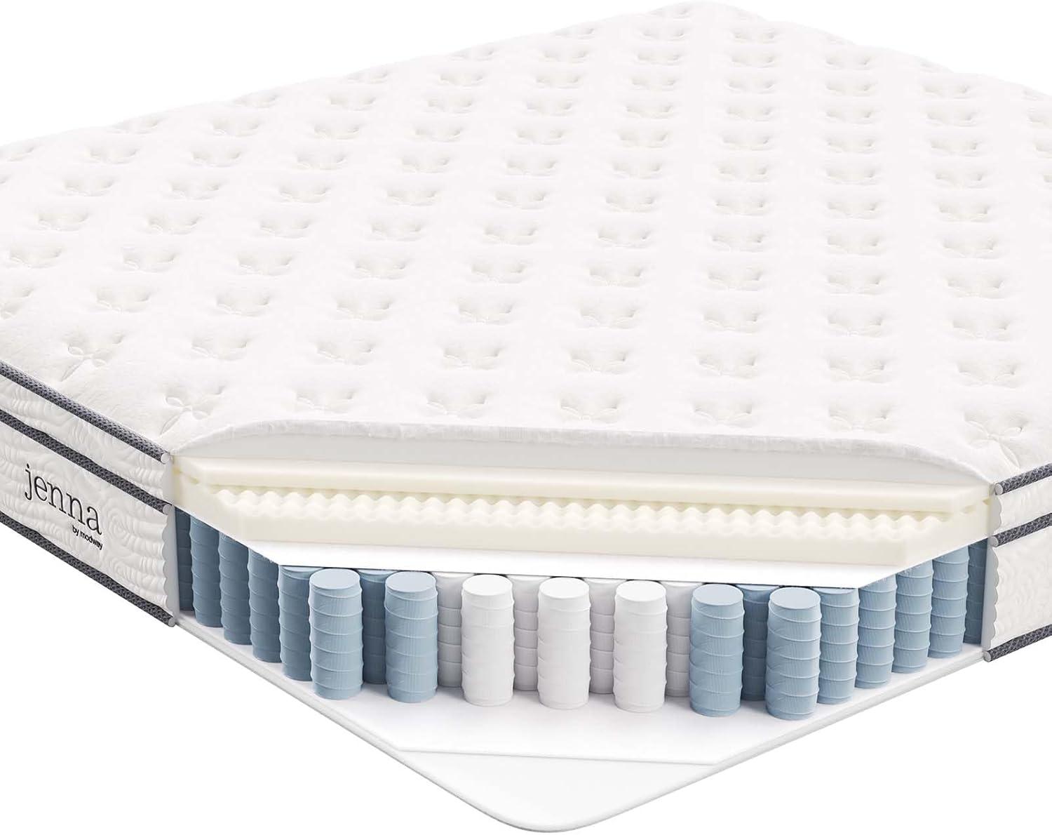 Modway Jenna 12" Innerspring and Foam California King Mattress in White