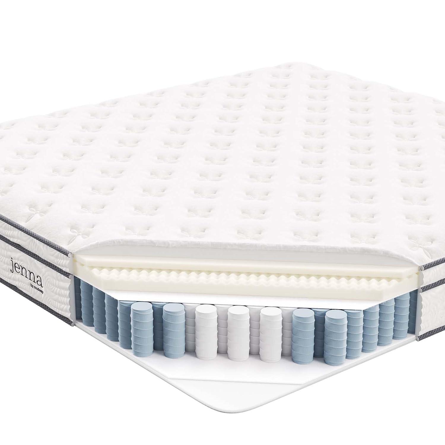 Modway Jenna 12" Innerspring and Foam California King Mattress in White