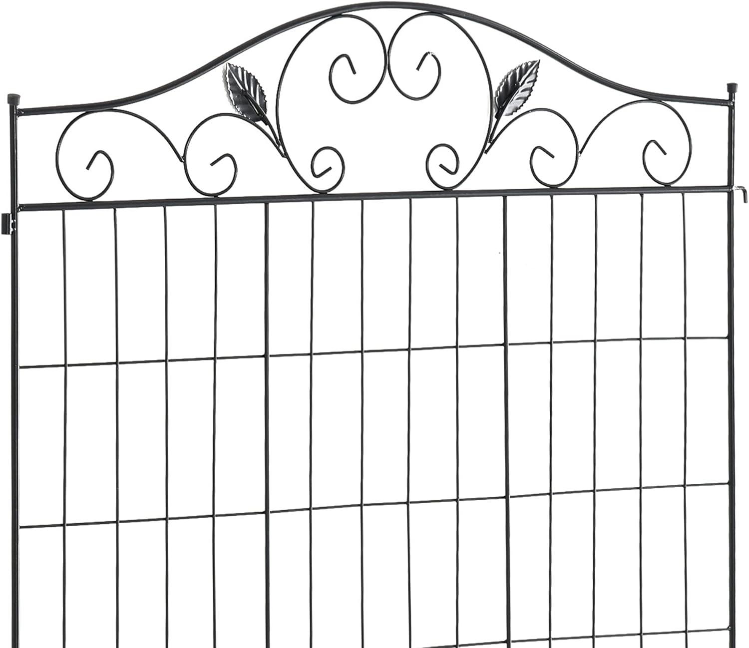 Outsunny Garden Decorative Fence Panel, 4 Pack, 44 x 36-Inch, Linear Length 12 Feet, Steel Border Folding Fence for Garden Landscaping