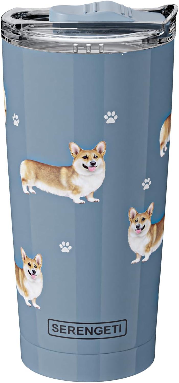 Welsh Corgi SERENGETI 16 Oz. Stainless Steel, Vacuum Insulated Tumbler with Spill Proof Lid - 3D Print - Insulated Travel mug for Hot or Cold Drinks (Welsh Corgi Tumbler)