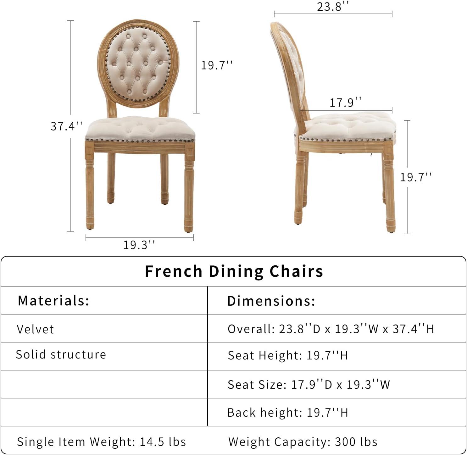 One Allium Way® French Style Vintage Solid Wood Upholstered Dining Chair (Set of 4)