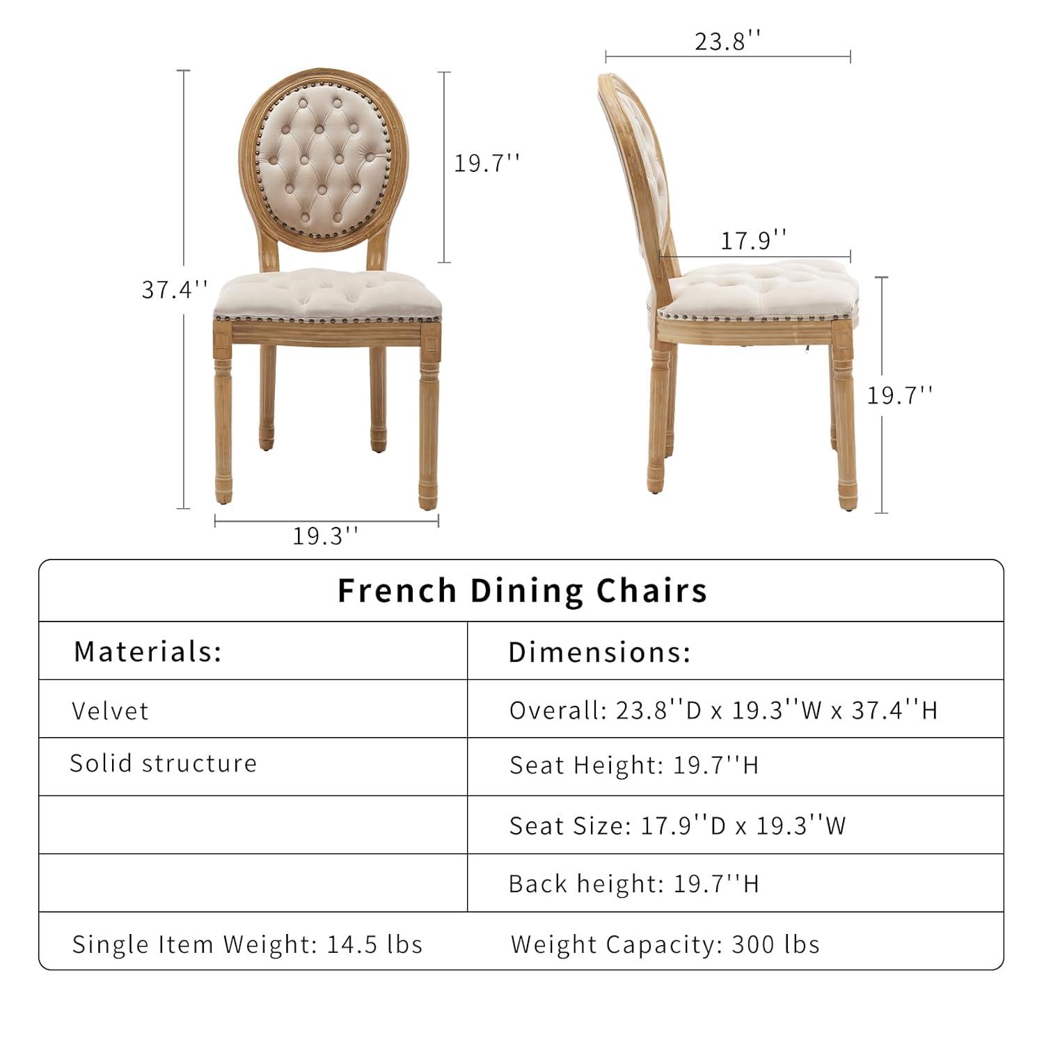 One Allium Way® French Style Vintage Solid Wood Upholstered Dining Chair (Set of 4)