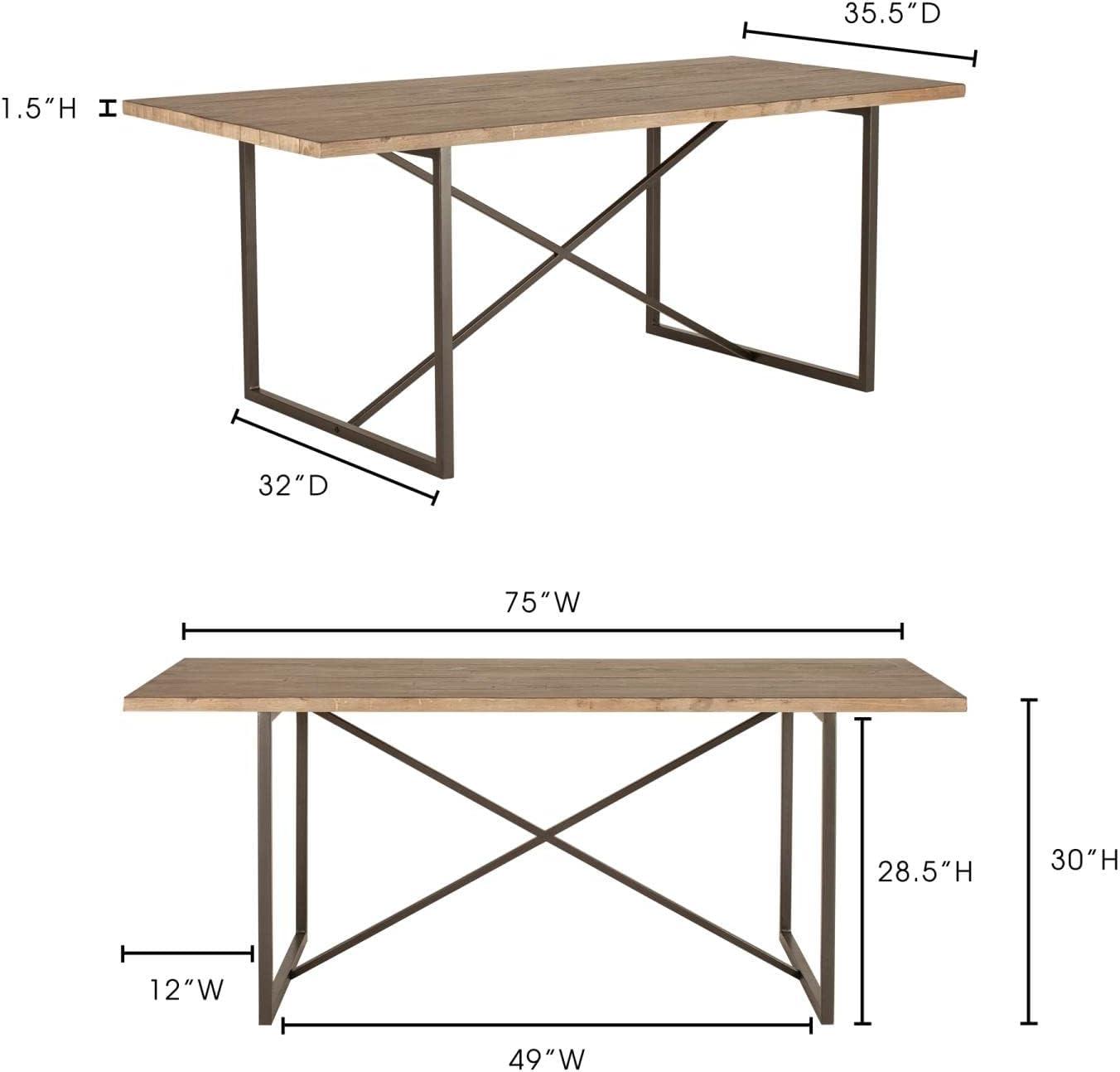 Lopez 75" Solid Wood Dining Table