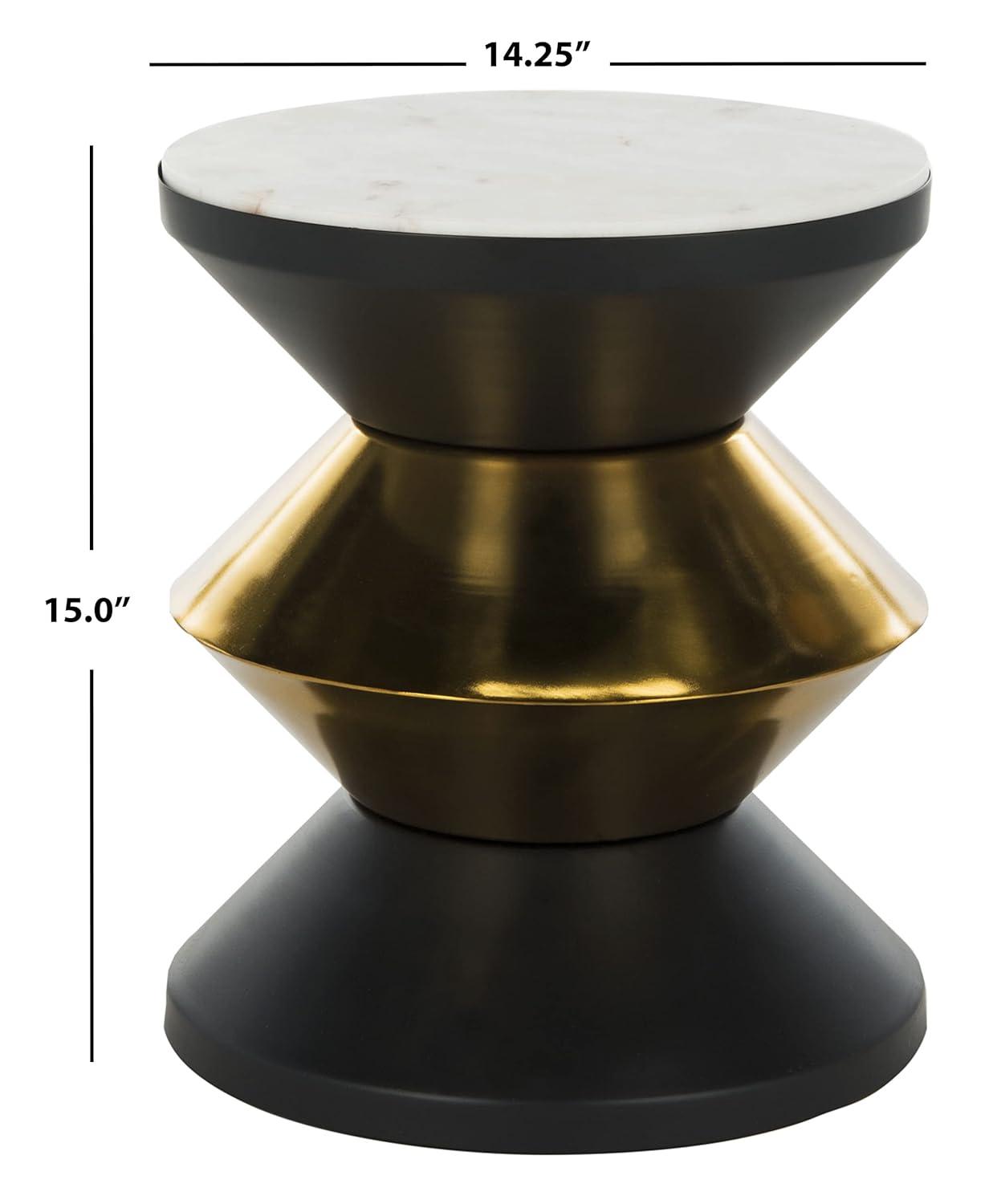 Azizi Stone Top Side Table - ACC3202A - Black/Gold - Safavieh
