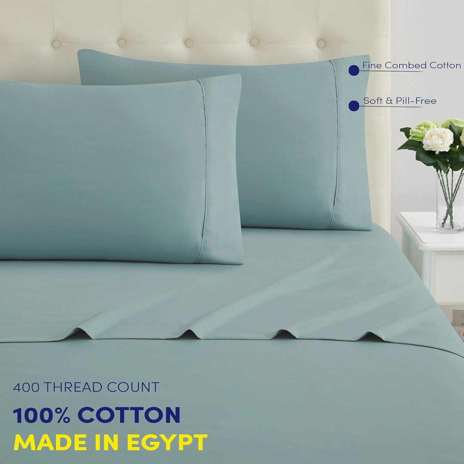Sweet Home Collection 100% Cotton Percale 4-Piece Solid Sheet Set