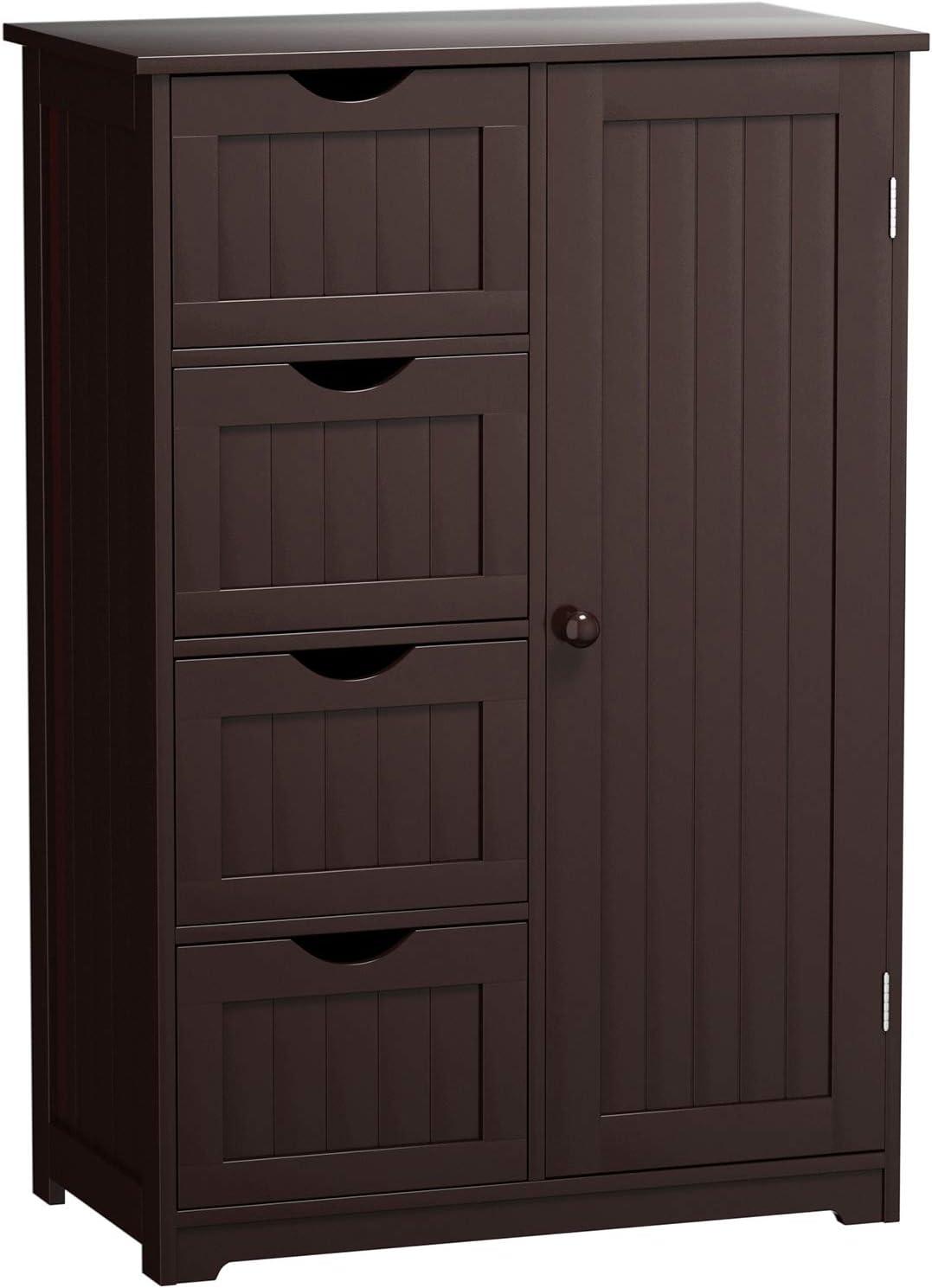 Brown MDF Cabinet with Adjustable Shelving and Drawers