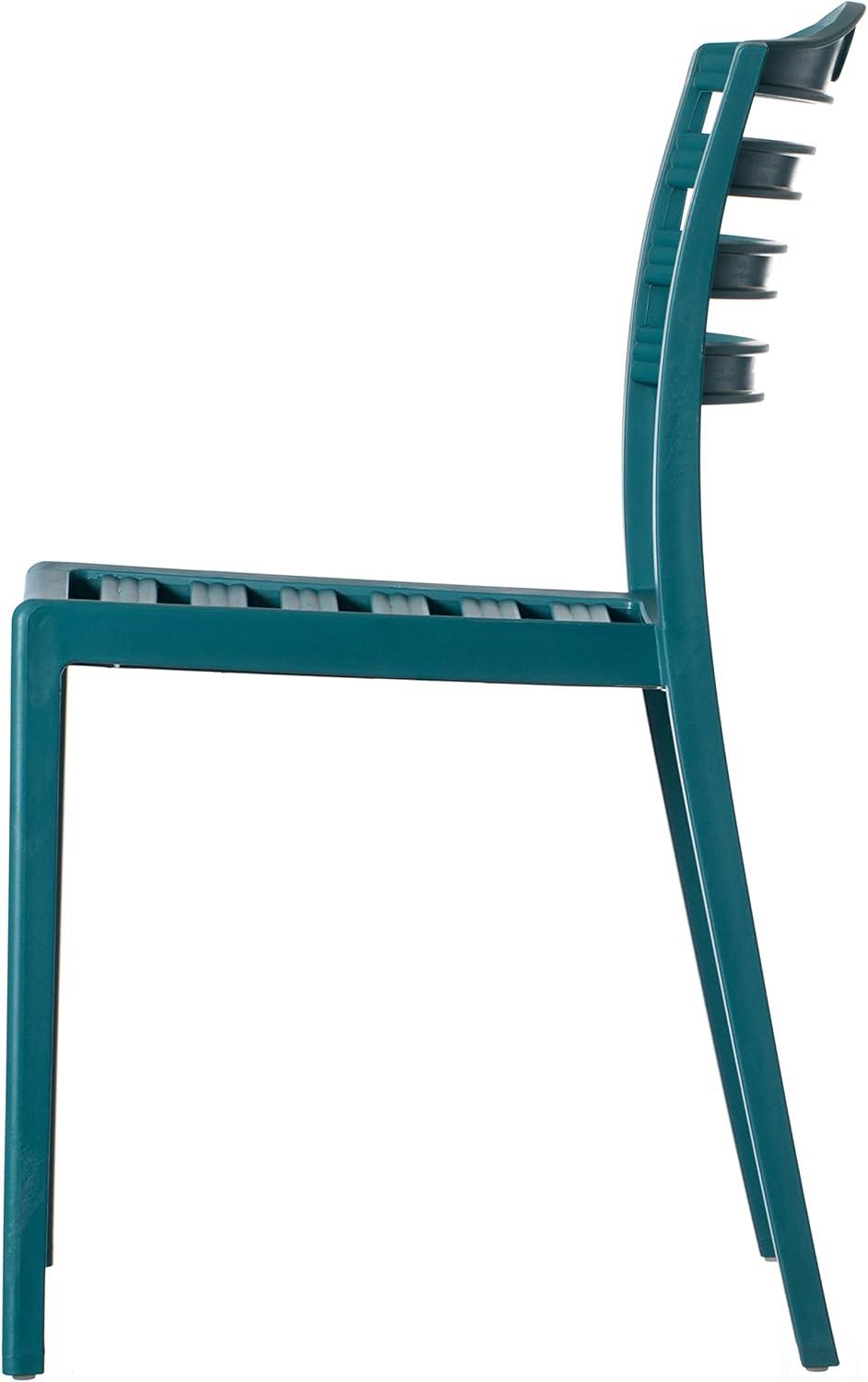 Fabulaxe Plastic Dining Chair with Ladderback Design, Blue